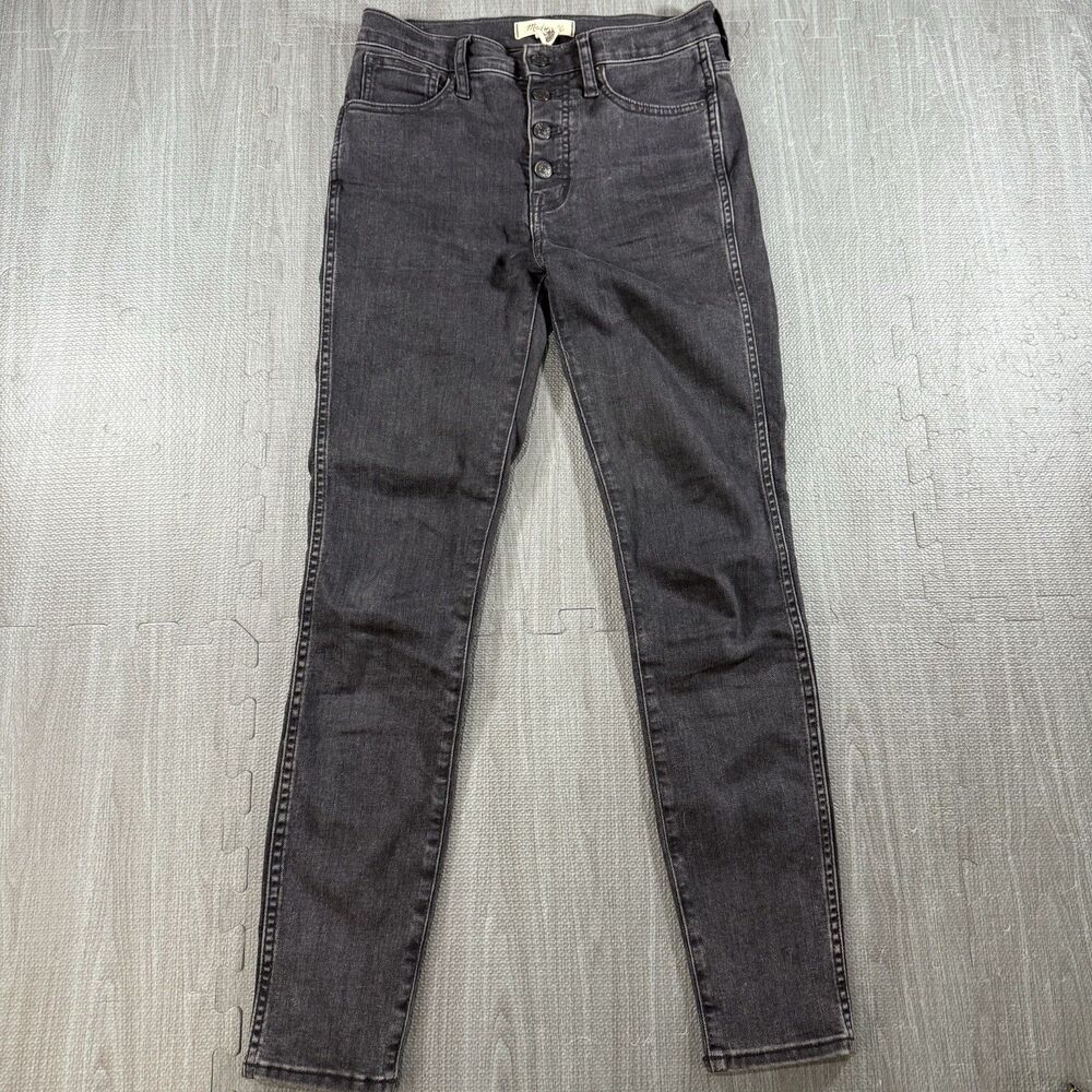 Madewell Jeans Womens 26 Black 10'' High Rise Skinny Button Fly  Stretch Denim